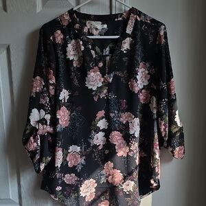 Maurices Dark Floral V-Neck Blouse